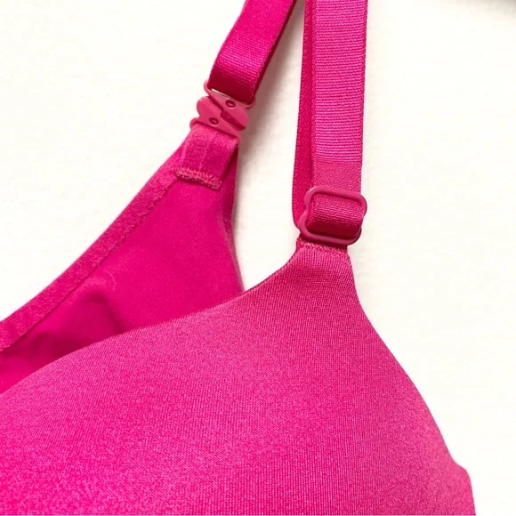 Victorias Secret Lined Demi Bra 34D Magenta Pink with Red Bow Underwire Padded - Picture 3 of 9